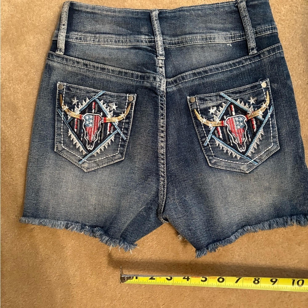 Embroidered Denim Shorts
